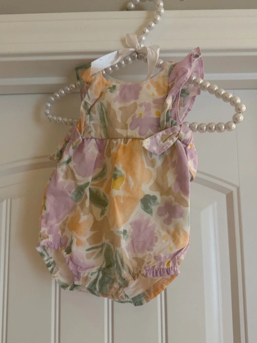 Carter's Pastel Floral Bubble with side bows - Peach, Lavender, Green, Cream, &